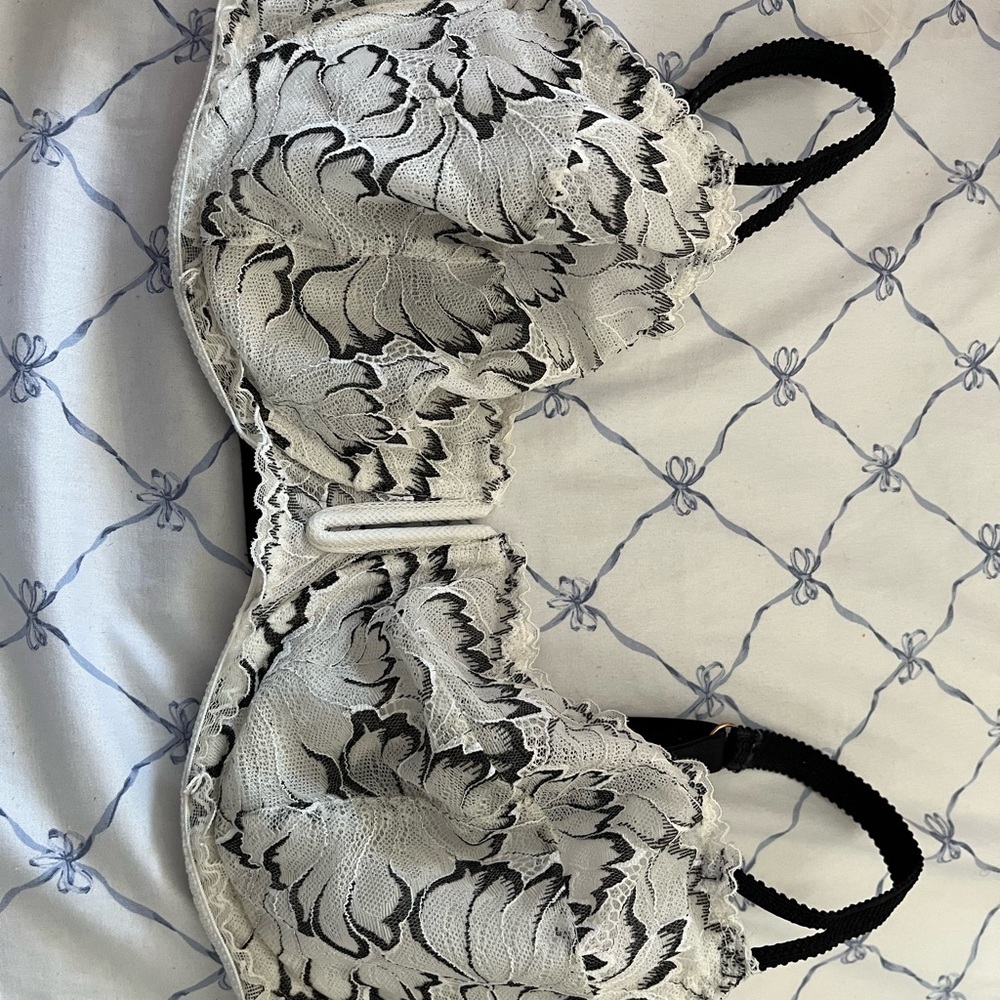 Auden Black and White Lace Bra